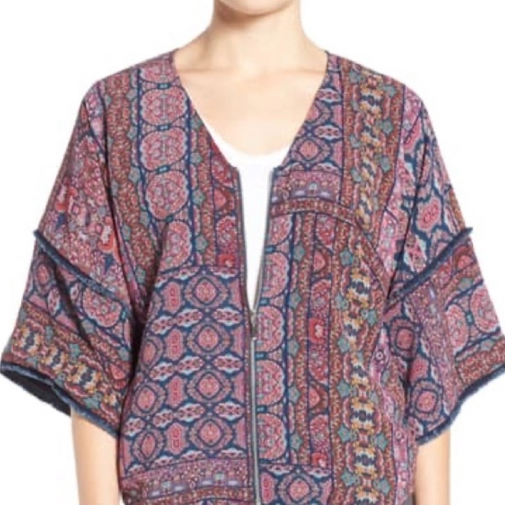 Democracy tapestry‎ print kimono jacket, size M